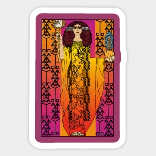 Art Nouveau lady (orange on pink) Sticker